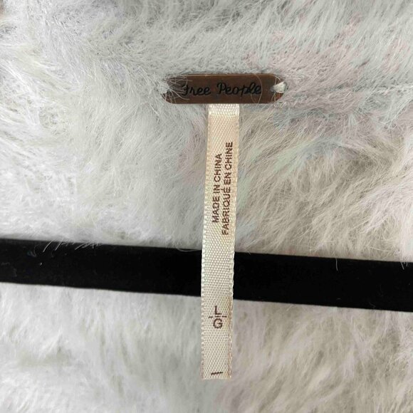 Free People Cozy Fuzzy Faux Fur Cardigan in Silver Cloud Womens Size L - Picture 4 of 10